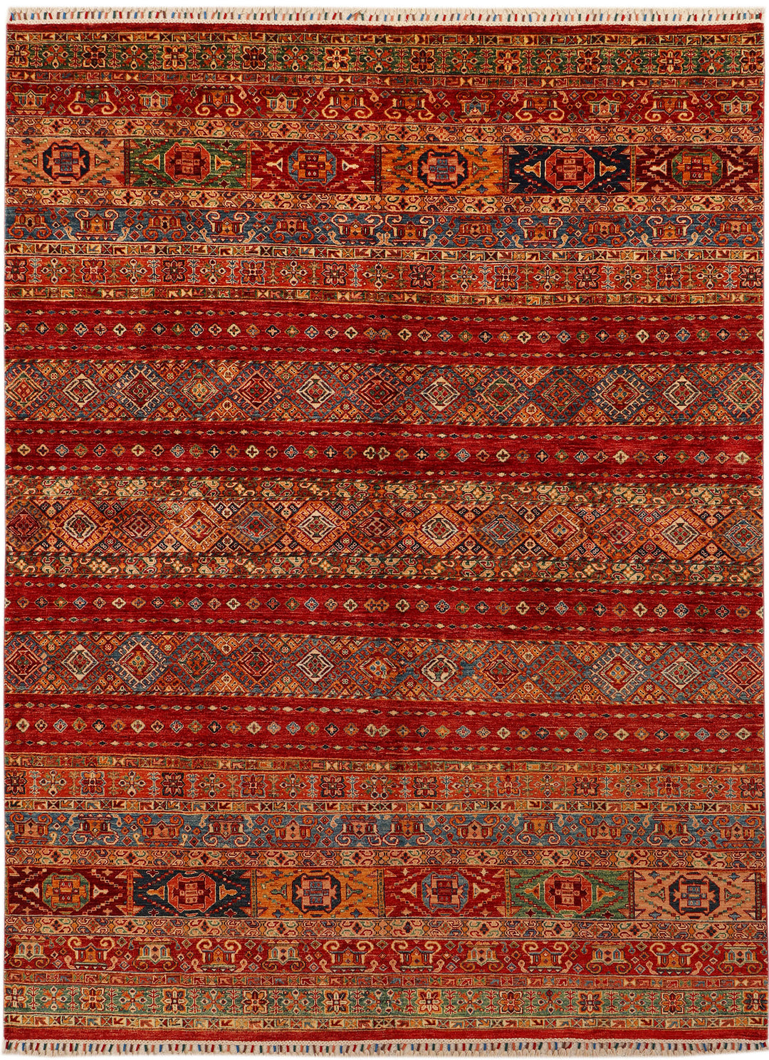 Afghan Kazak Rug 8' x 10'9" Hand-Knotted