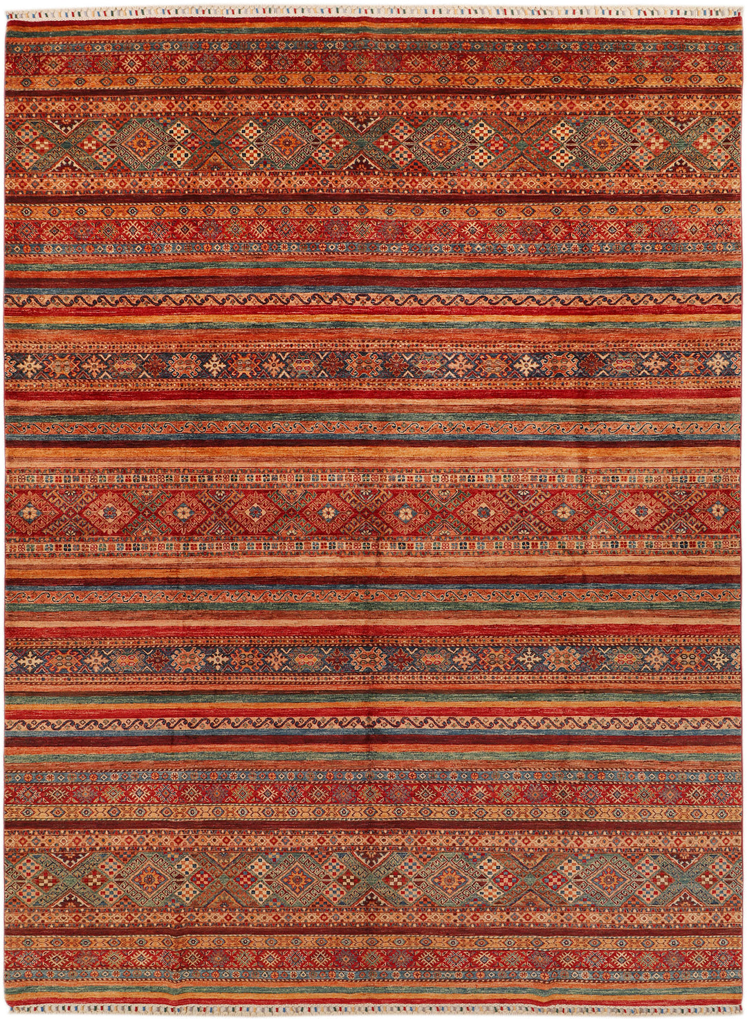 Afghan Kazak Rug 8' 10 x 12' Hand-Knotted