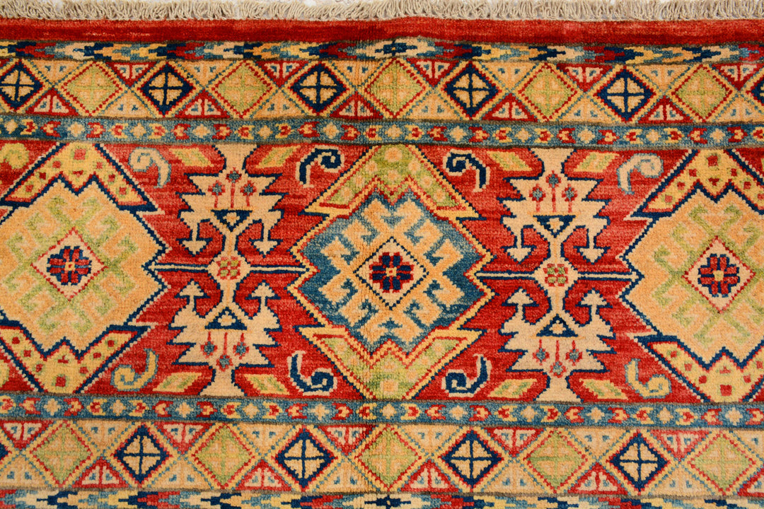 Afghan Kazak Rug 5' x 6' 8" Hand-Knotted view