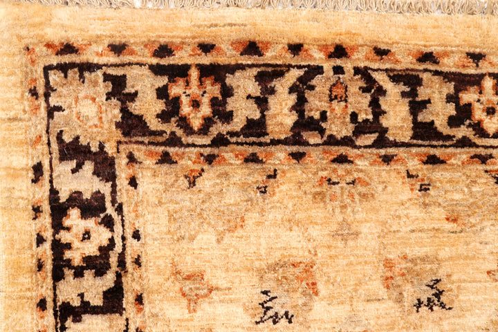 White Afghan Ziegler Rug 2'5" x 9'7" Hand-Knotted detail