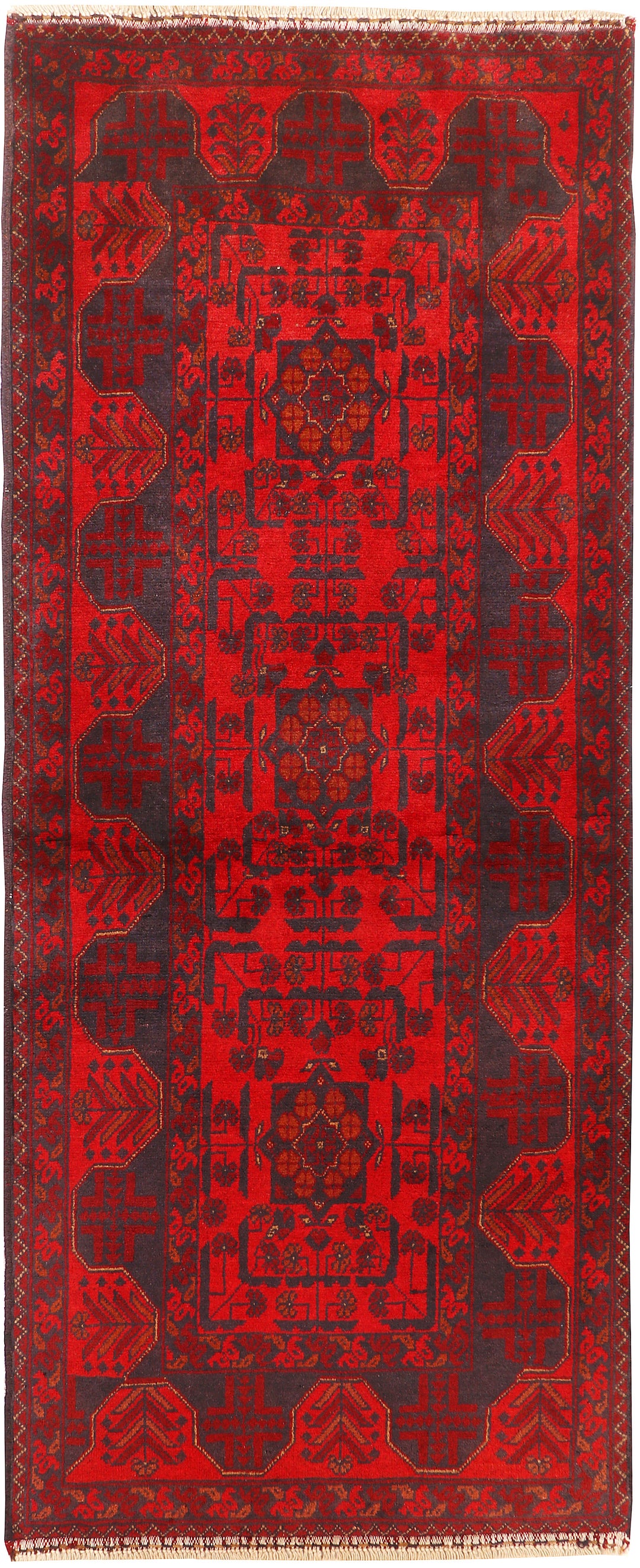 Red Afghan Khal Mohammadi Rug 2' 7" x 6' 4" Hand-Knotted