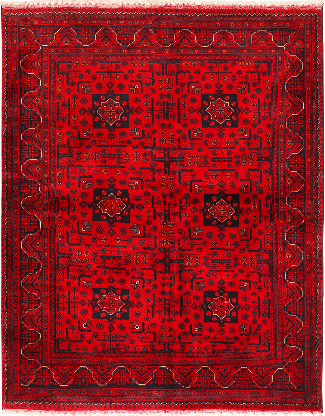 Red Afghan Khal Mohammadi Rug 5' 1 x 6' 7 Hand-Knotted