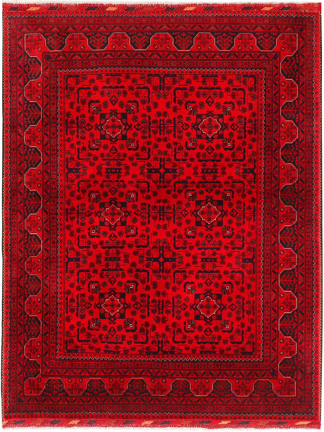 Red Khal Mohammadi Rug 4' 10" x 6' 4" Hand-Knotted