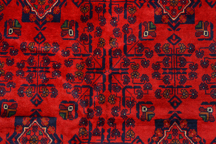 Red Khal Mohammadi Rug 4' 10 x 6' 6 Hand-Knotted close-up