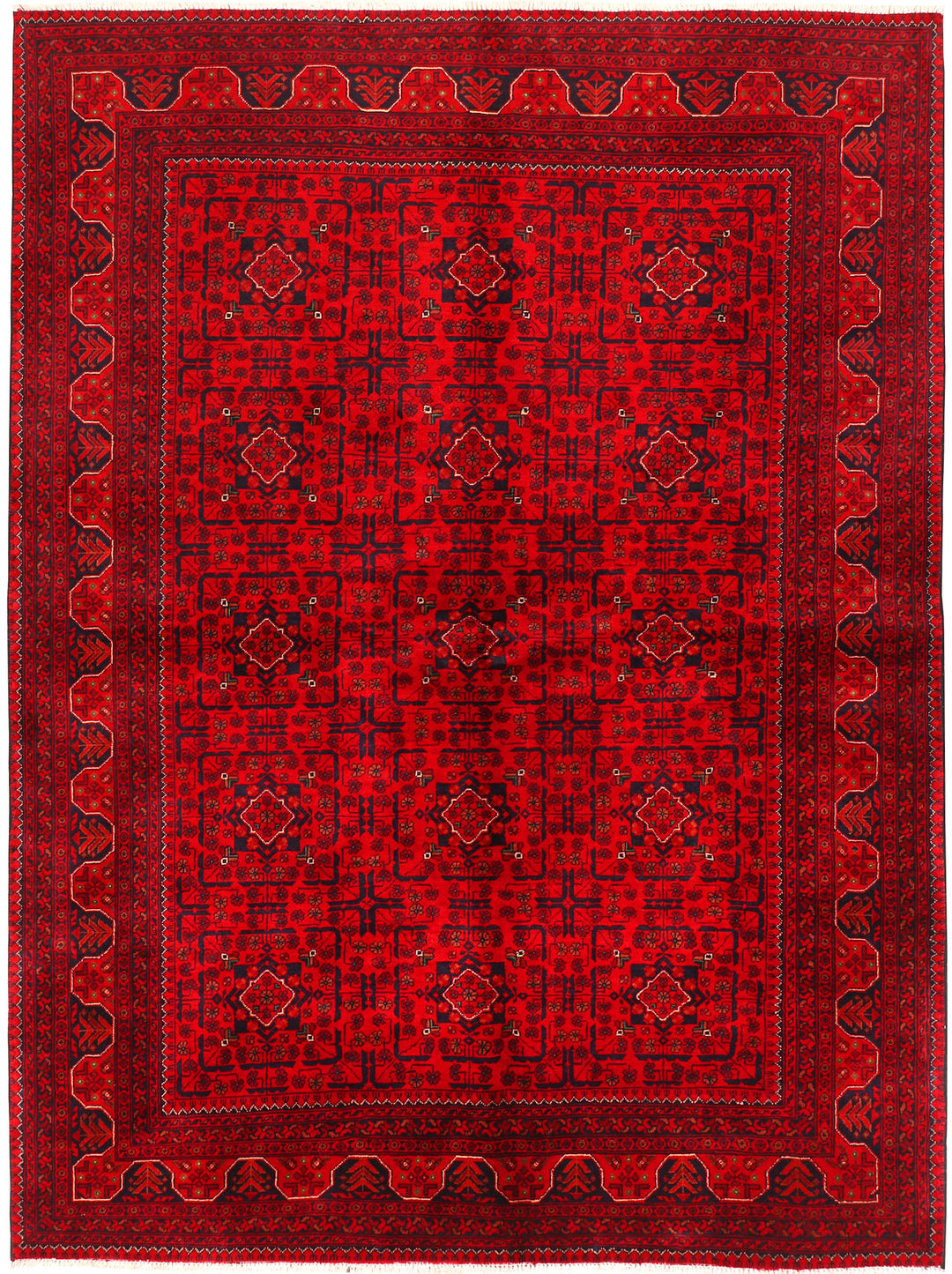 Red Afghan Khal Mohammadi Rug 5' 6 x 7' 5 Hand-Knotted