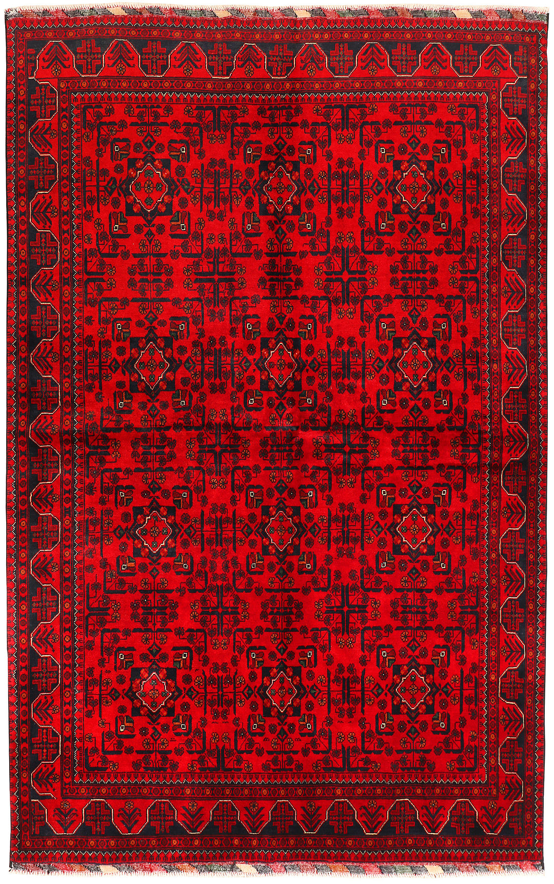 Red Afghan Khal Mohammadi Rug 5' 4 x 7' 7 Hand-Knotted