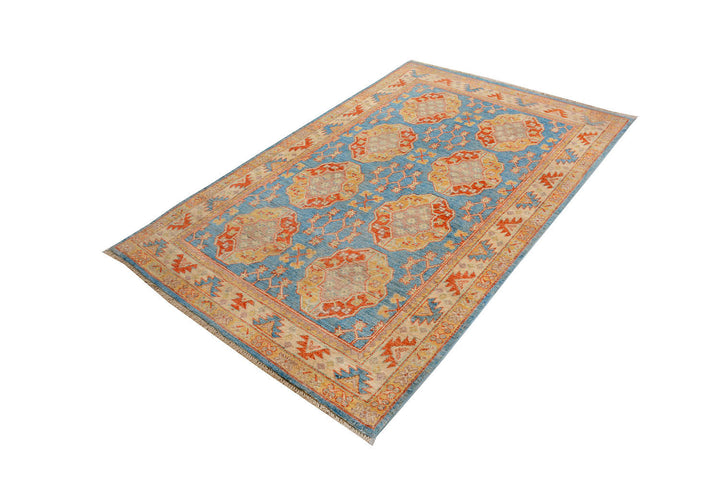 Sky Blue Kazak 4'  1" x 6'  3" - No. QA21243