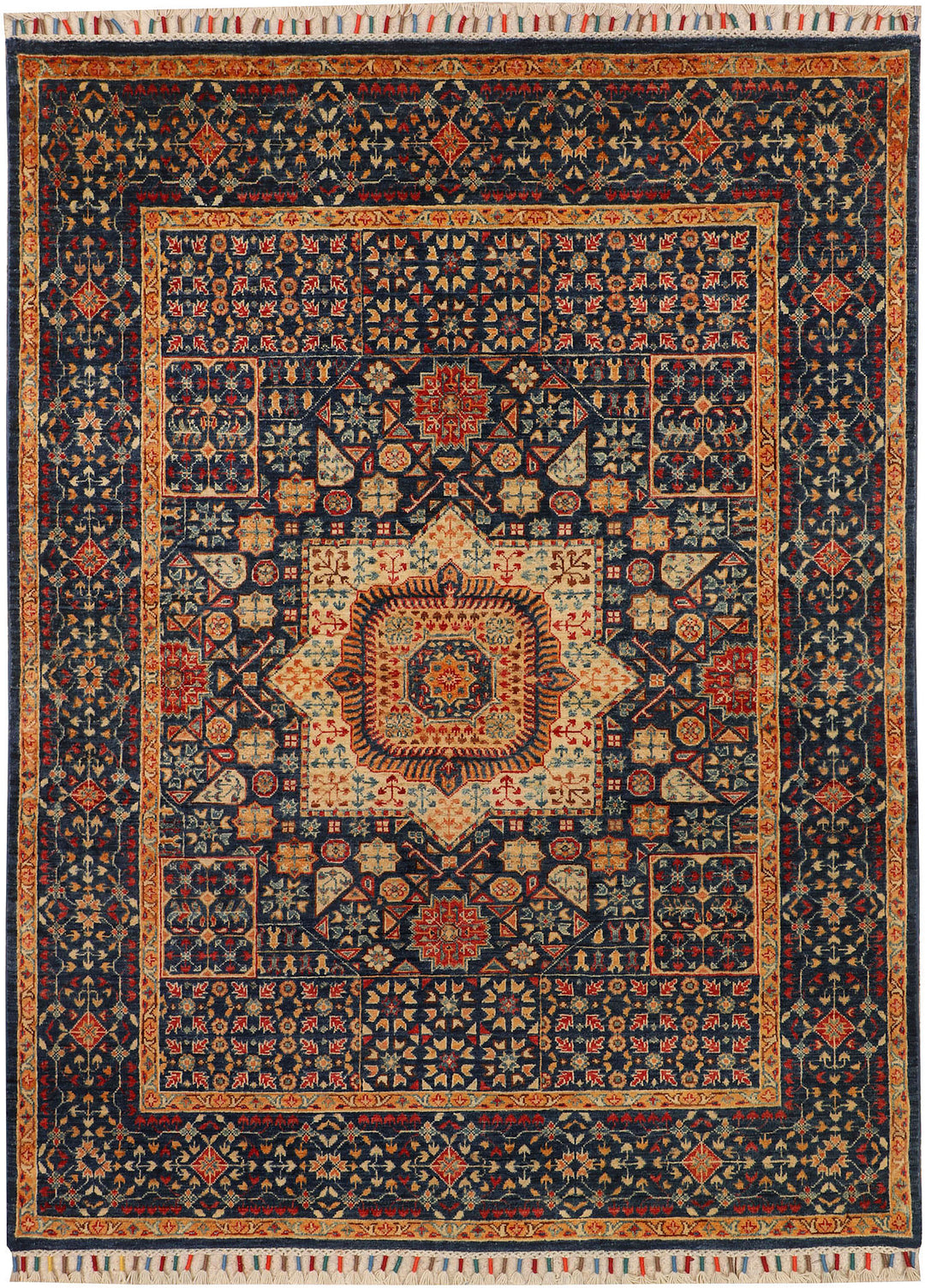 Afghan Mamluk Rug 4' 10 x 6' 5 Hand-Knotted