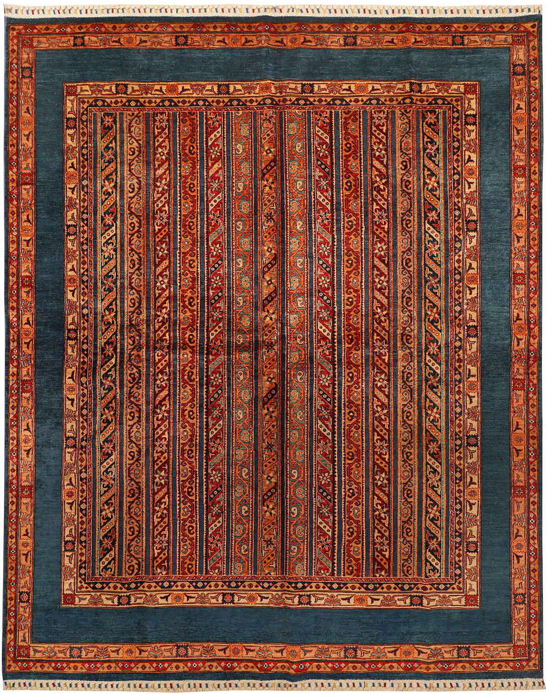 Multi Colored Afghan Shawl Rug 8' 1 x 9' 10 Hand-Knotted
