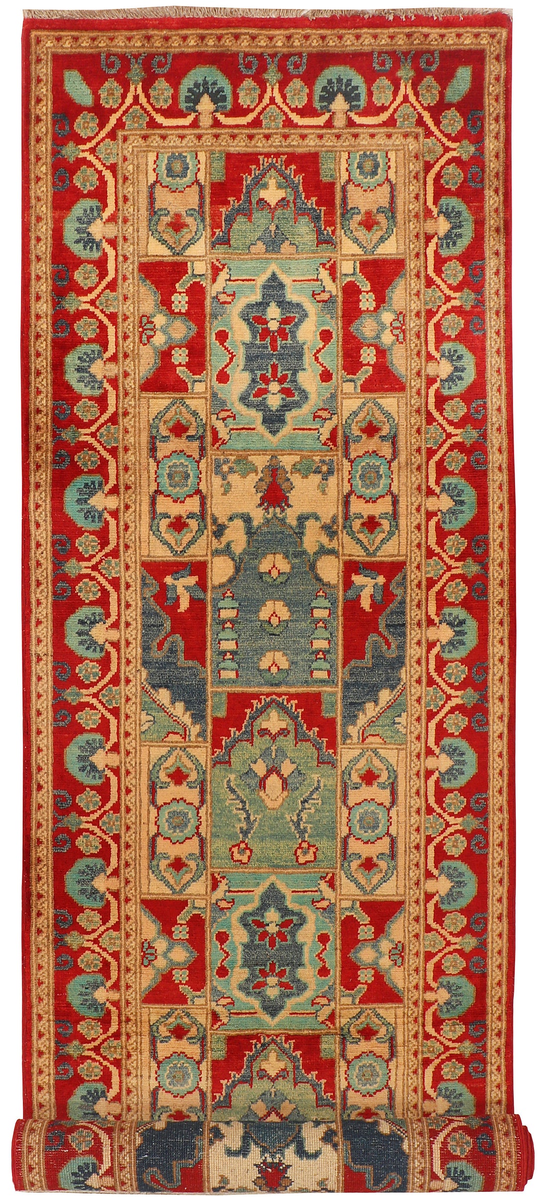 Afghan Kazak Rug 2' 5 x 9' 4 Hand-Knotted