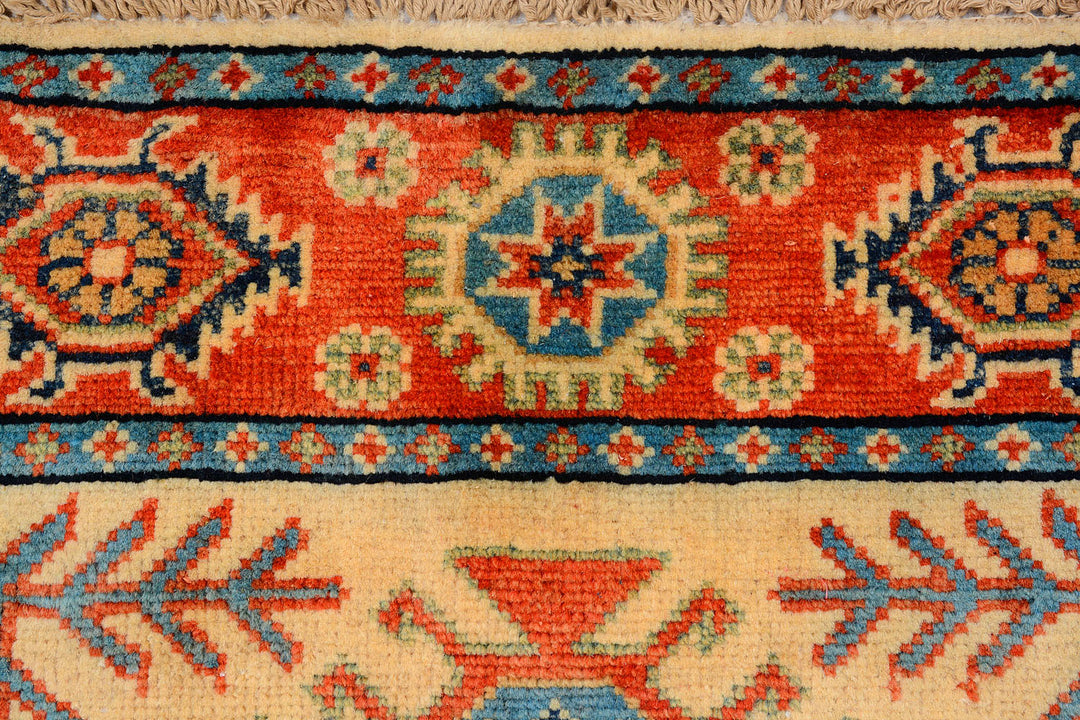 Navajo White Afghan Kazak Rug 2' 7 x 8' 11 Hand-Knotted view