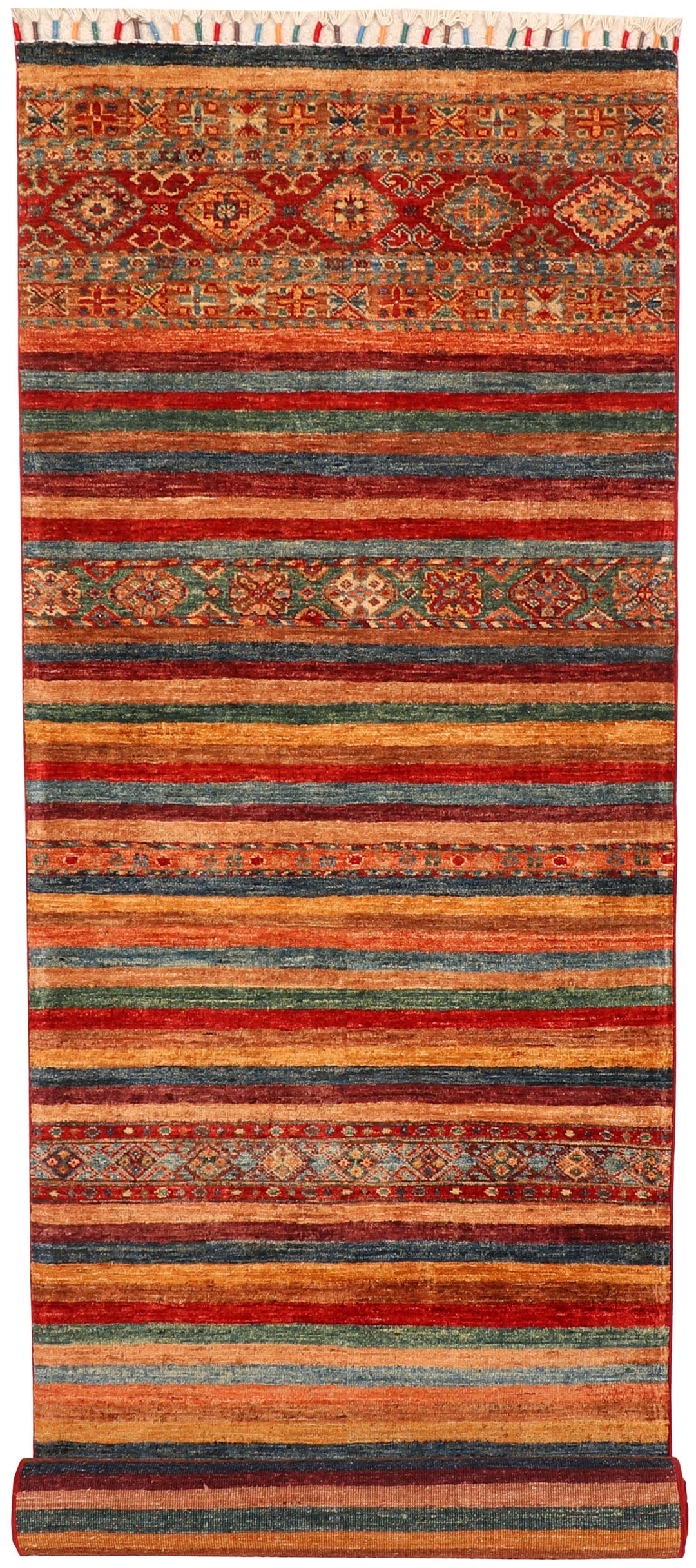 Afghan Kazak Rug 2' 8" x 9' 7" Hand-Knotted