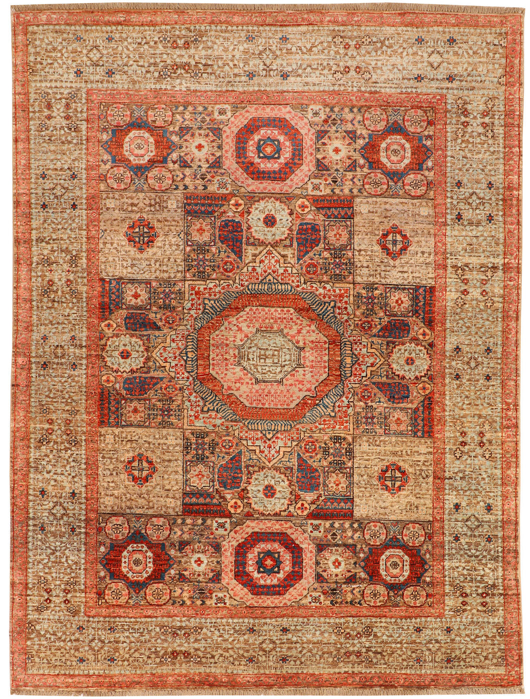Afghan Mamluk Rug 4'11" x 6'6" Hand-Knotted