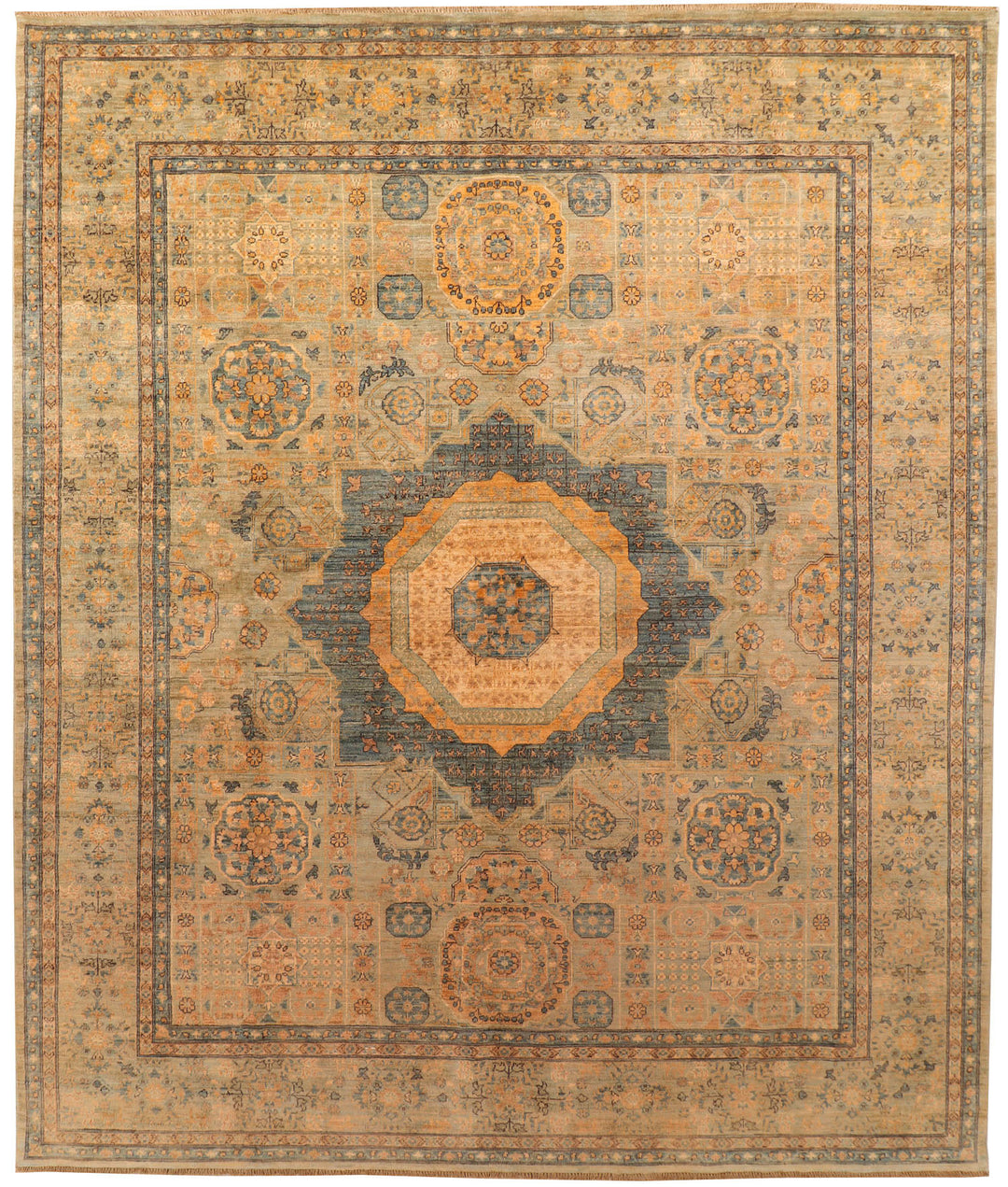 Afghan Mamluk Rug 8'2" x 9'8" Hand-Knotted