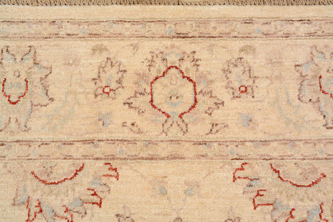 White Afghan Ziegler Rug 5'6" x 7'11" Hand-Knotted view