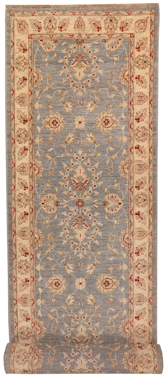 Afghan Ziegler Rug 2'7" x 13'1" Hand-Knotted