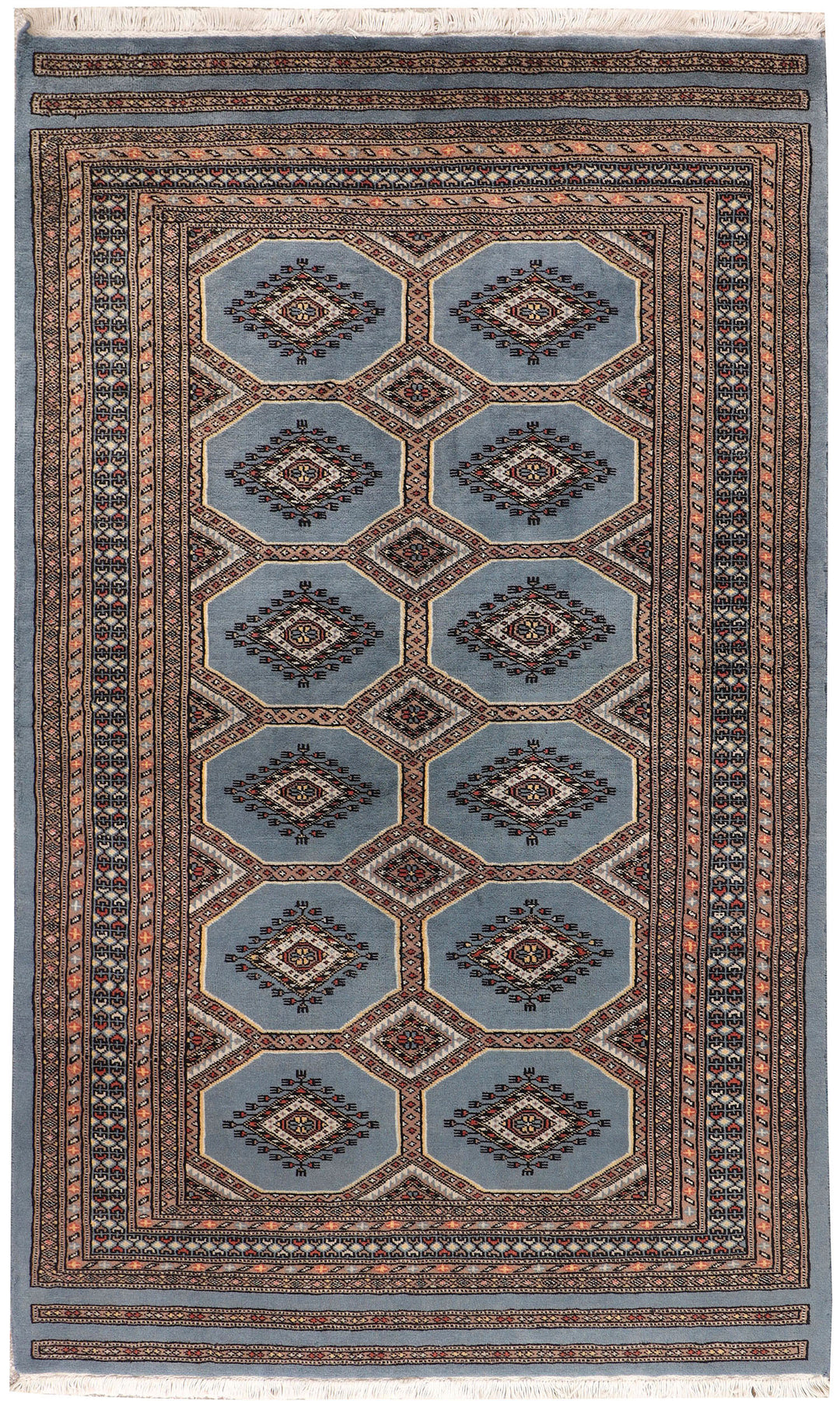 Slate Grey Pakistani Jaldar Rug 4' 1" x 6' 7" Hand-Knotted