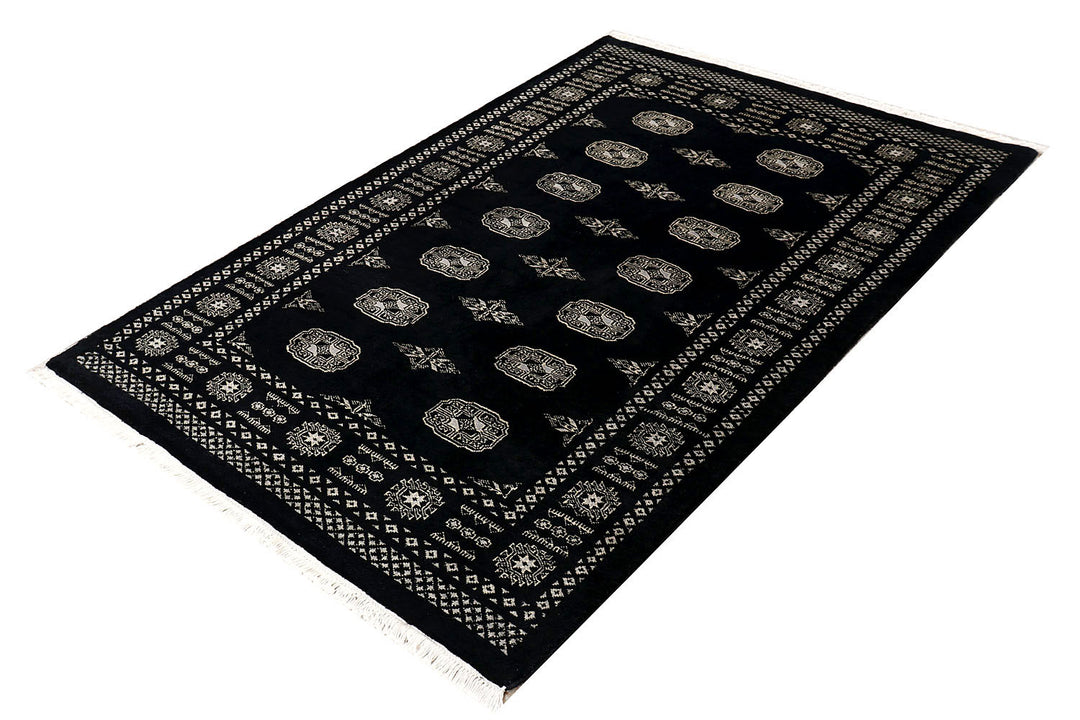 Black Bokhara 4'  1" x 6'  1" - No. QA32765