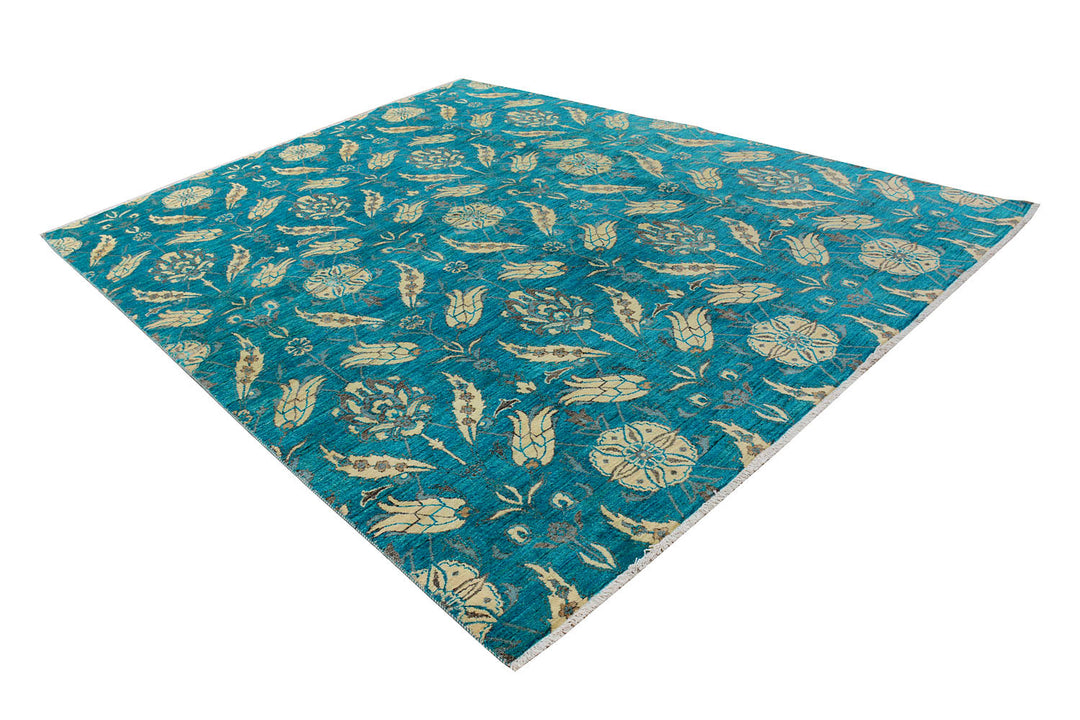 Darkcyan Suzani 7'  11" x 10'  2" - No. QA27791