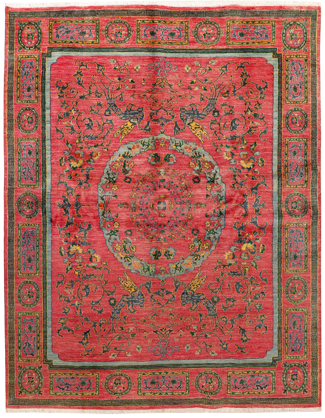 Salmon Suzani Rug 7' 6" x 10' Hand-Knotted