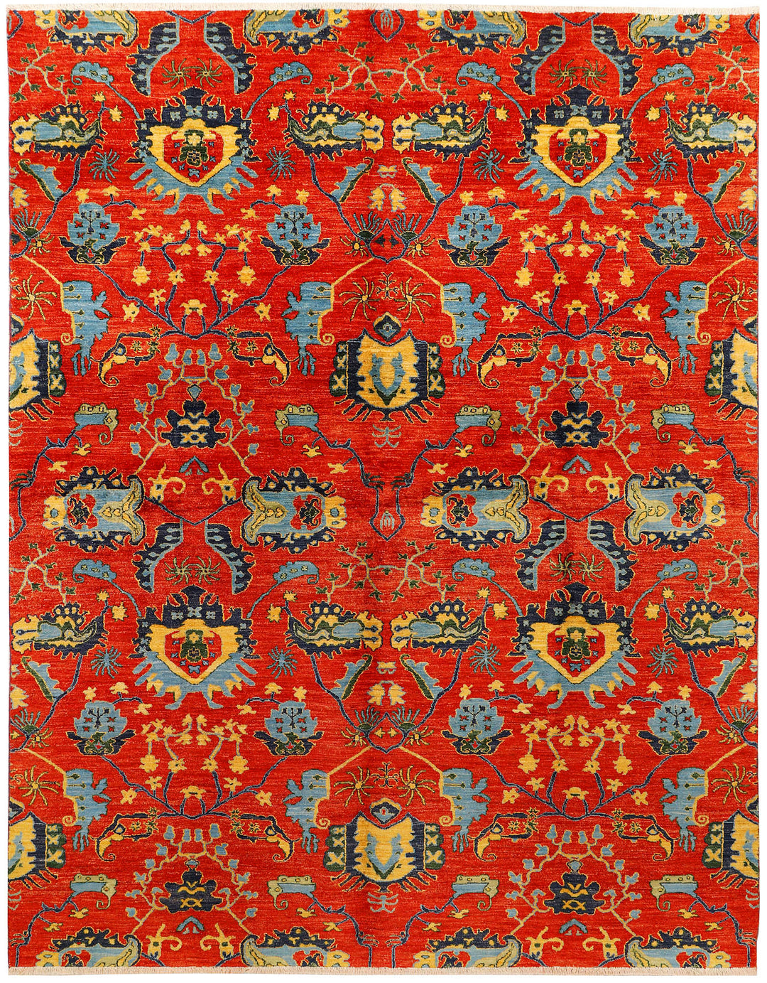 Red Suzani Rug 8' x 10' 6" Hand-Knotted