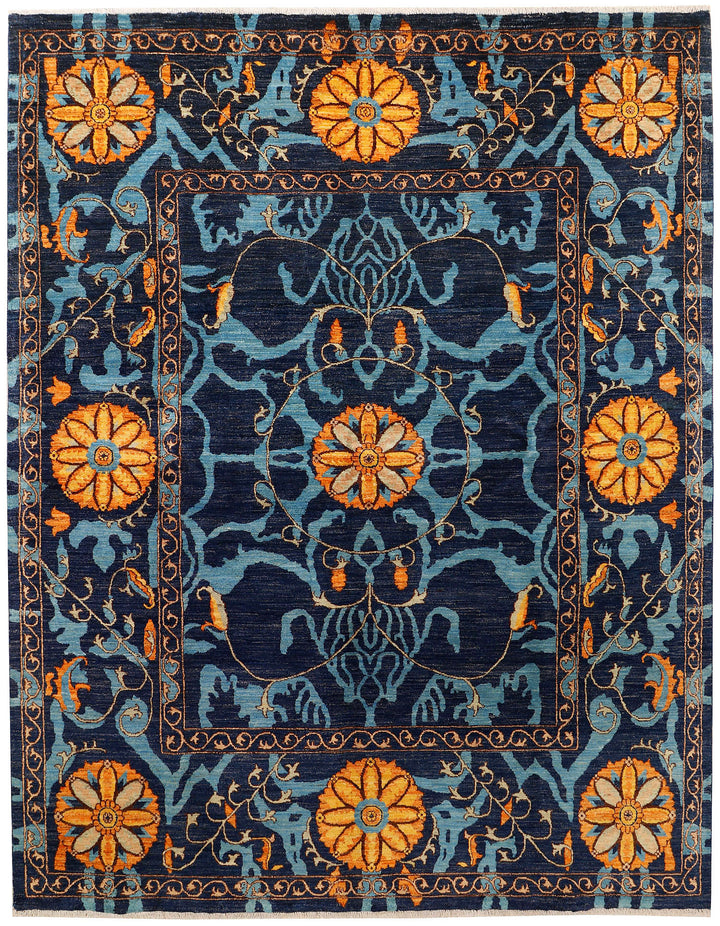 Midnight Blue Suzani 7'  11" x 10'  3" - No. QA71348