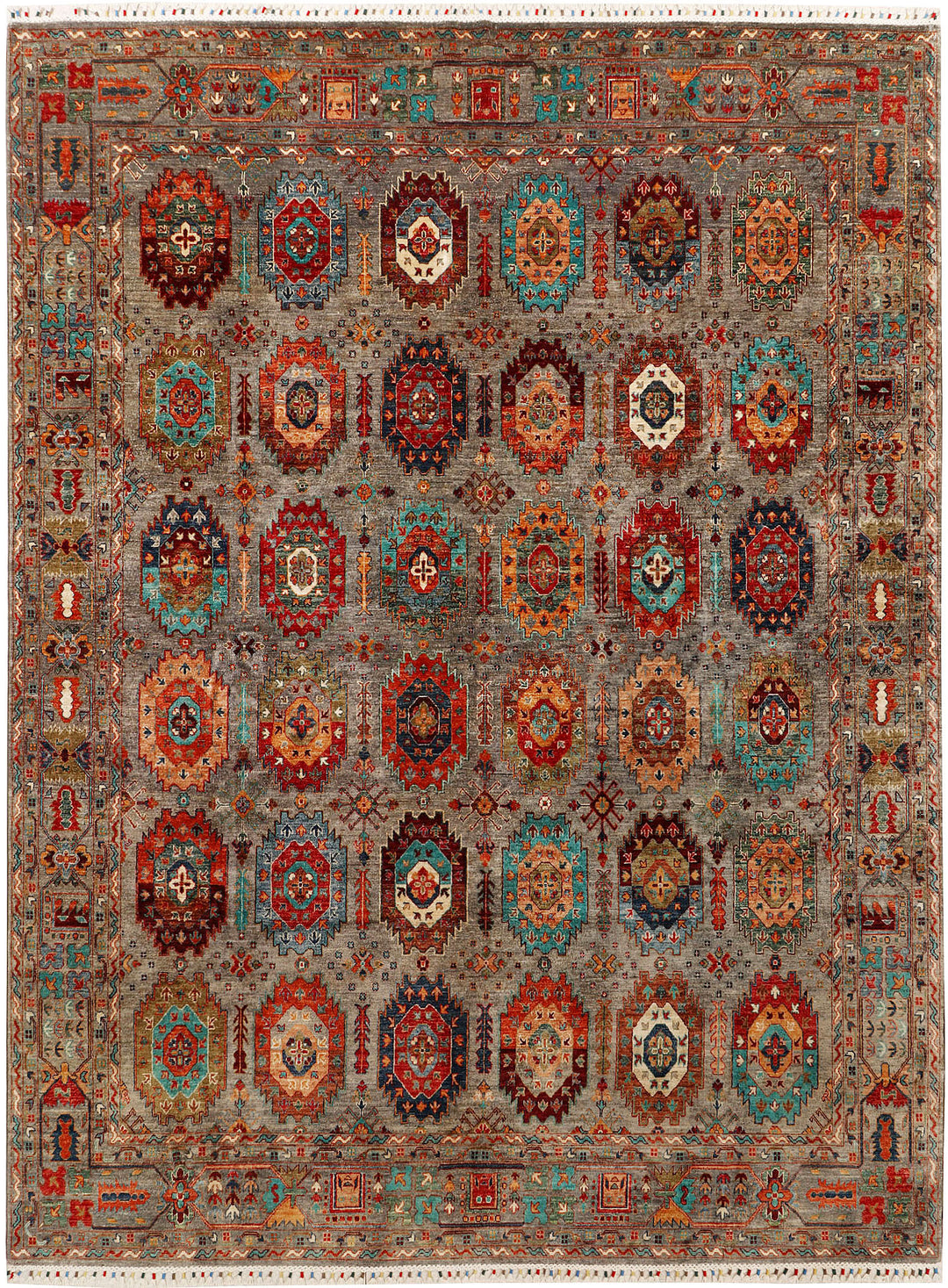 Afghan Kazak Rug 9'11" x 12'10" Hand-Knotted