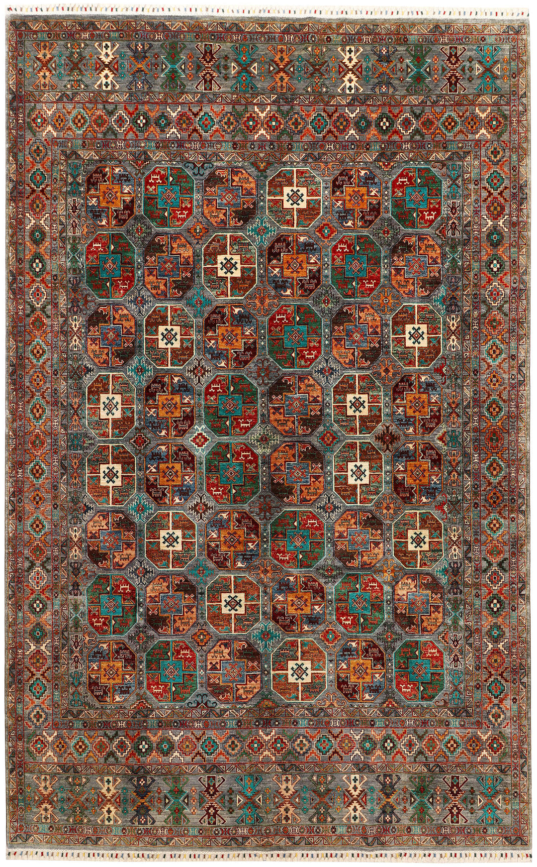Afghan Kazak Rug 9'2" x 12'5" Hand-Knotted