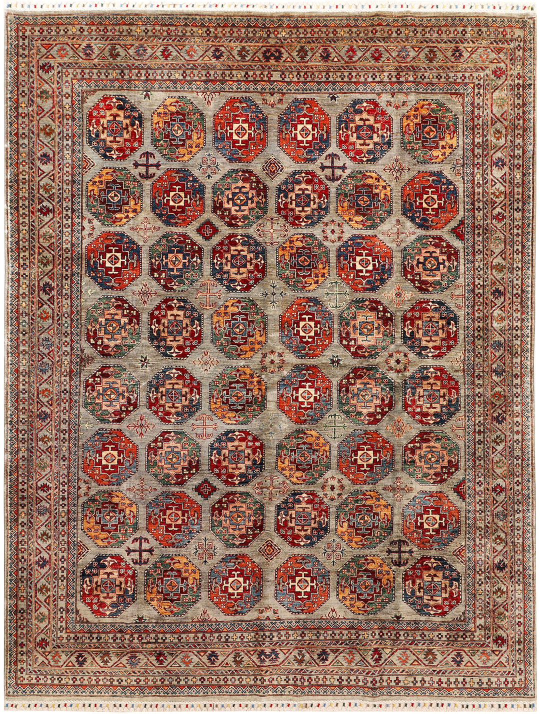 Afghan Kazak Rug 8' 10 x 11' 7 Hand-Knotted