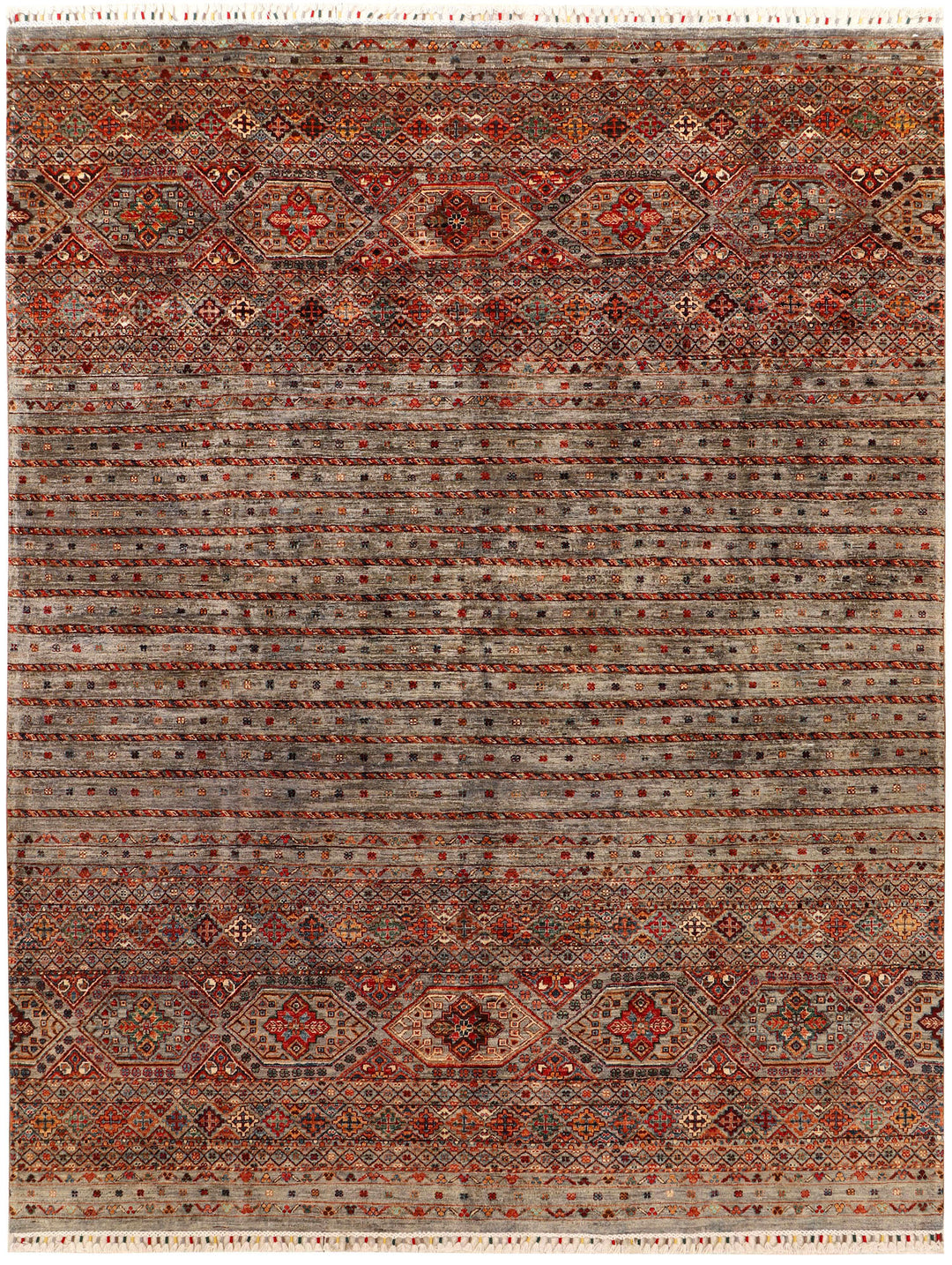 Afghan Kazak Rug 8' 1 x 10' 5 Hand-Knotted