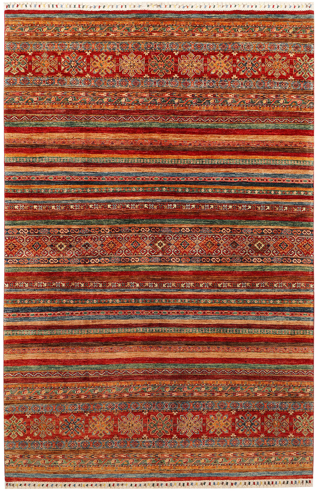 Afghan Kazak Rug 6' 9 x 10' 1 Hand-Knotted