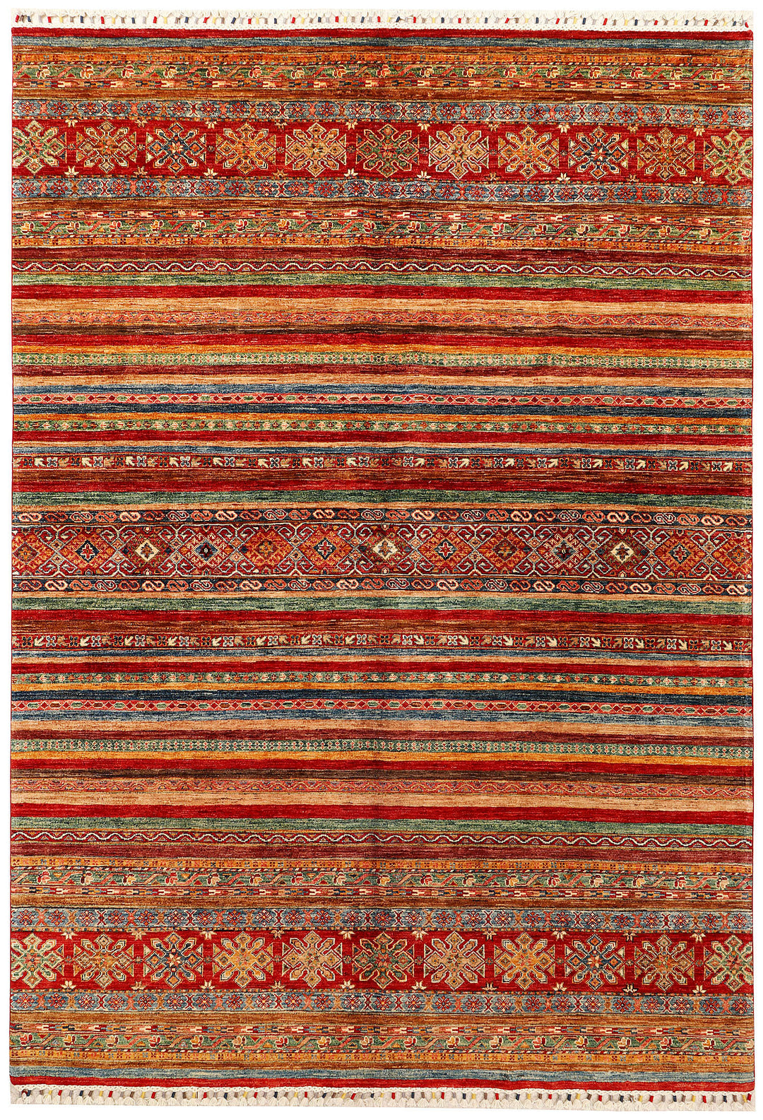 Afghan Kazak Rug 6'9" x 10'1" Hand-Knotted