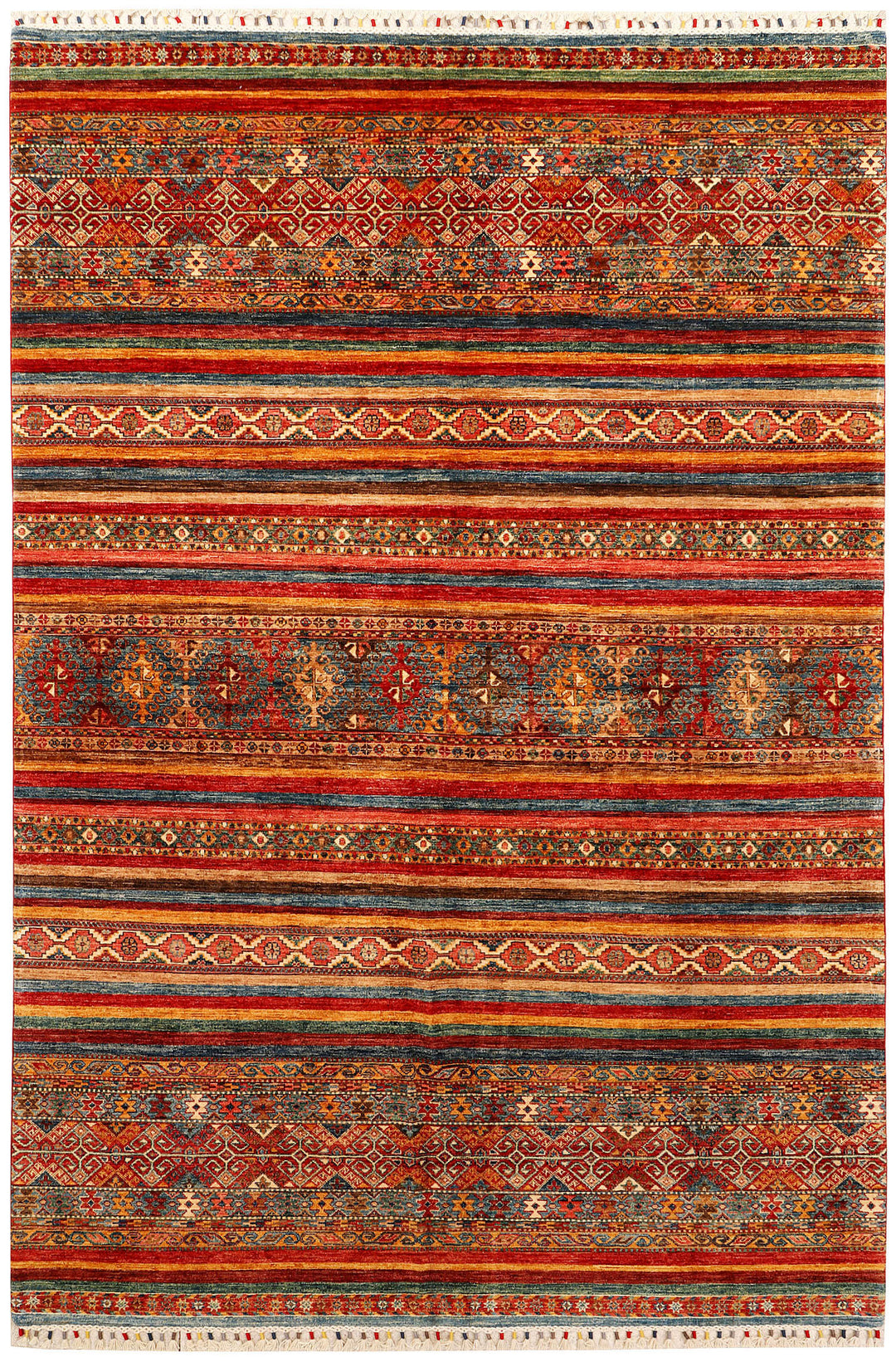 Afghan Kazak Rug 6' 9 x 9' 11 Hand-Knotted