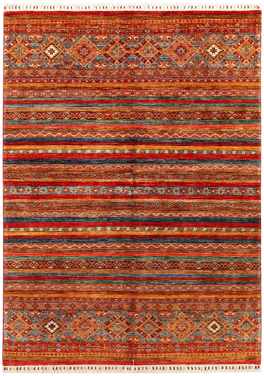 Afghan Kazak Rug 5' 10 x 8' Hand-Knotted
