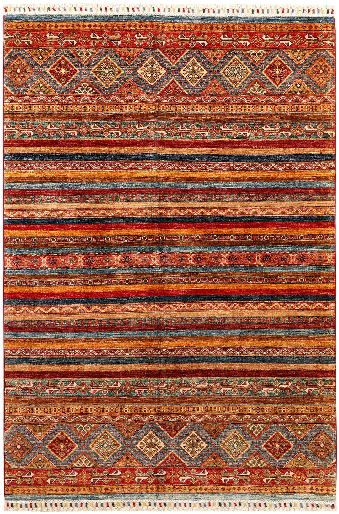 Afghan Kazak Rug 5' x 7' 4 Hand-Knotted