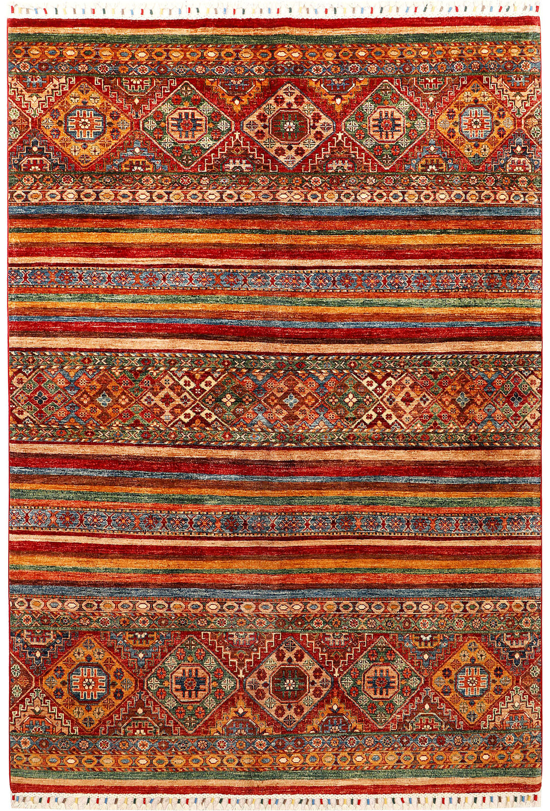 Afghan Kazak Rug 5' 8 x 8' 3 Hand-Knotted