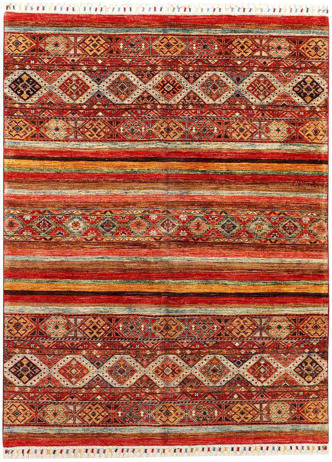 Afghan Kazak Rug 5' 2 x 6' 11 Hand-Knotted