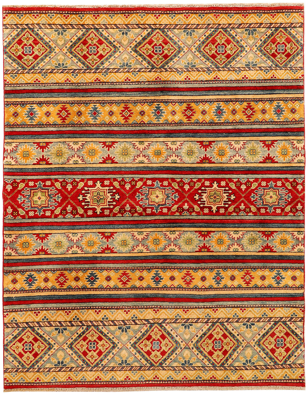 Afghan Kazak Rug 5' 3 x 6' 7 Hand-Knotted
