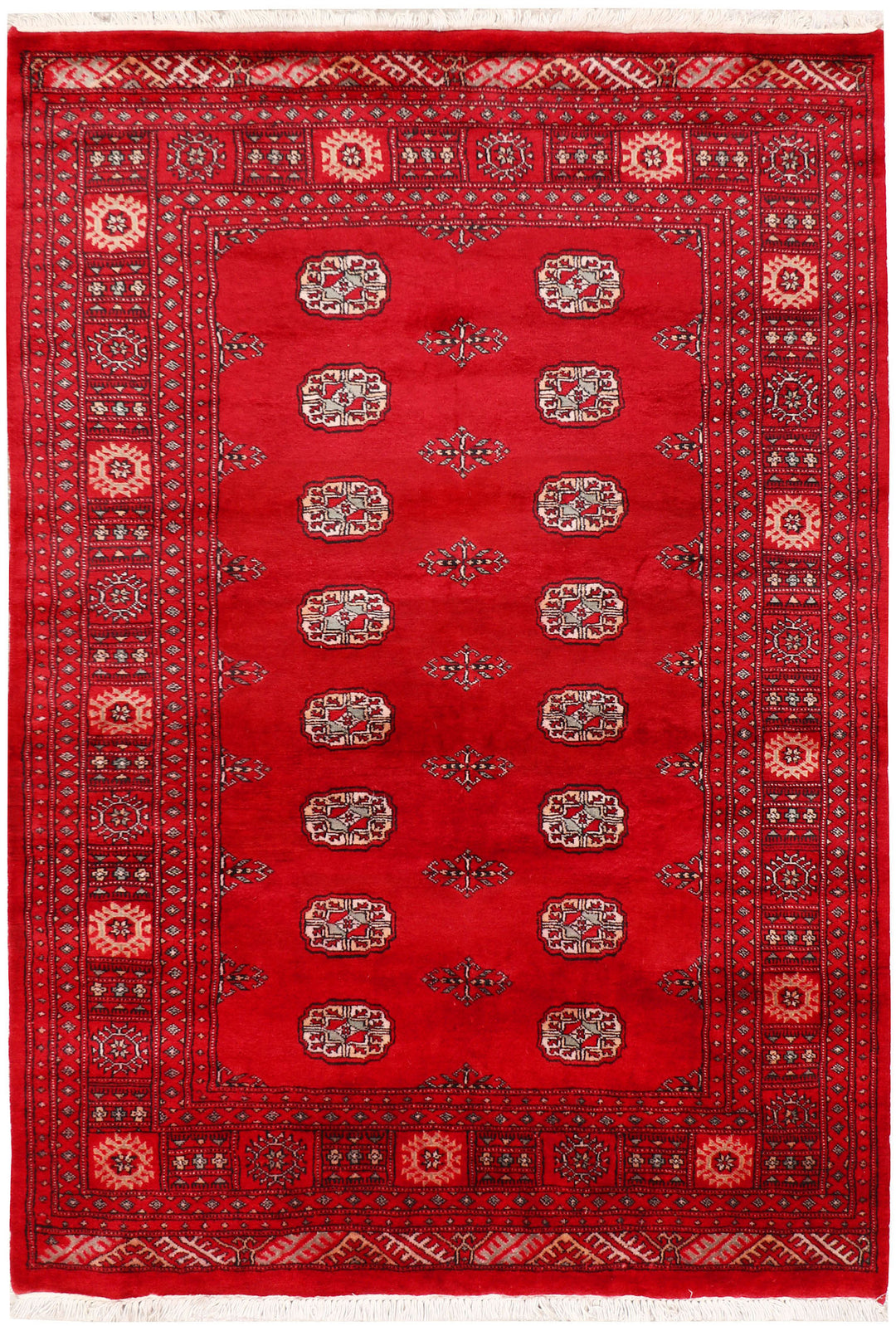 Red Pakistani Bokhara Rug 4'6" x 6'8" Hand-Knotted
