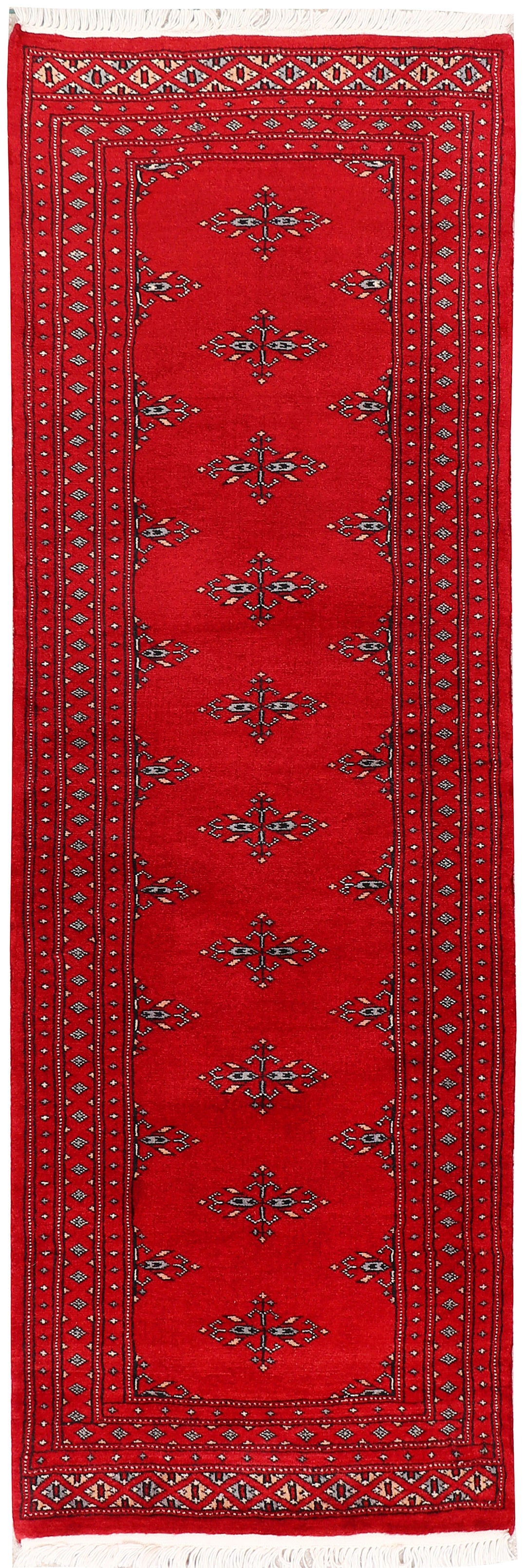 Red Pakistani Butterfly Rug 2' x 6' Hand-Knotted