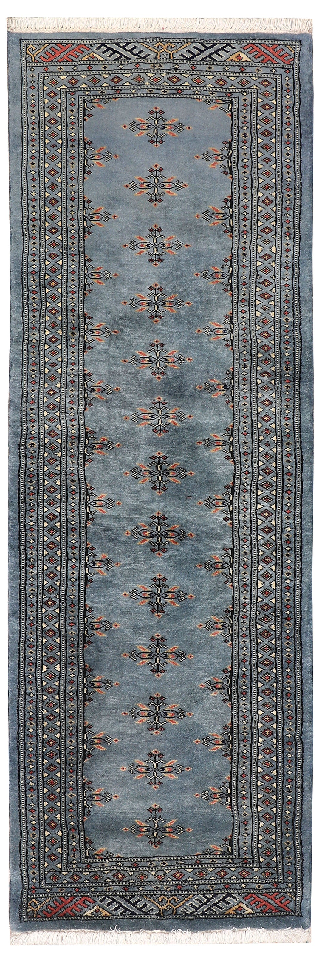 Light Slate Grey Afghan Oriental Rug 2' 1 x 6' 2 Hand-Knotted
