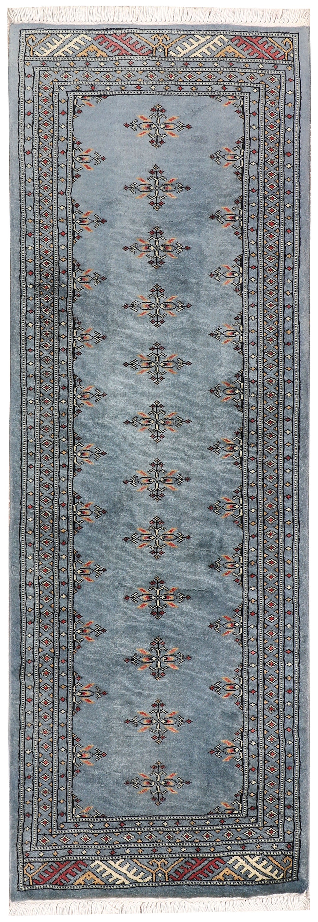 Light Slate Grey Pakistani Oriental Rug 2' 1" x 6' 2" Hand-Knotted