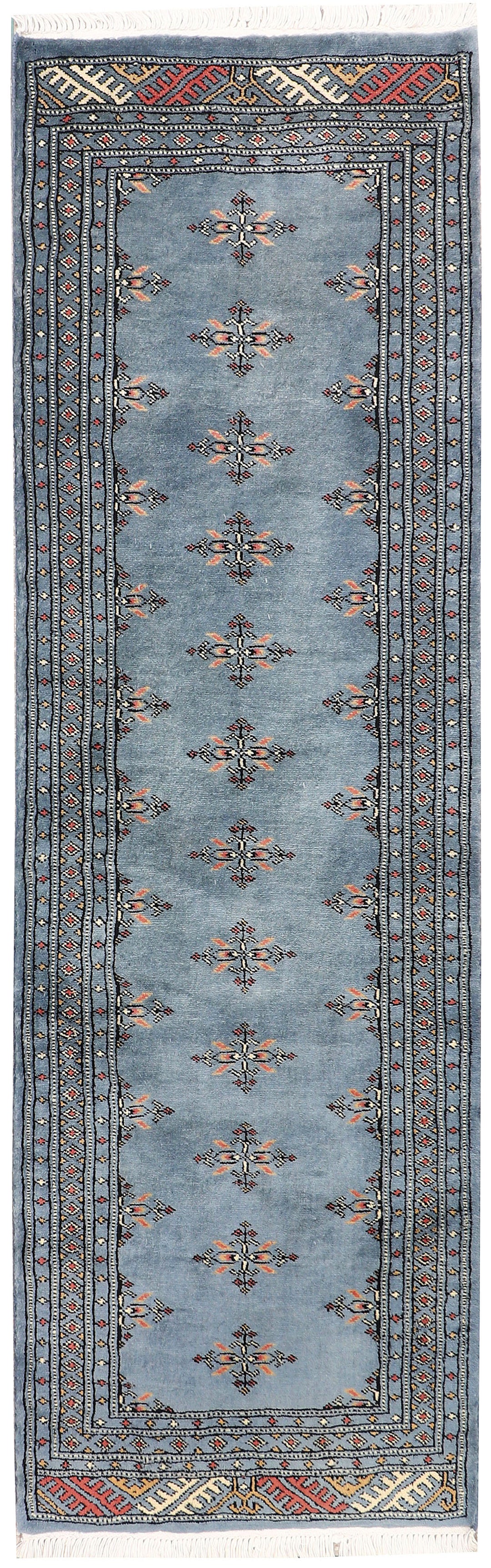 Light Slate Grey Pakistani Oriental Rug 2' 1 x 6' 1 Hand-Knotted