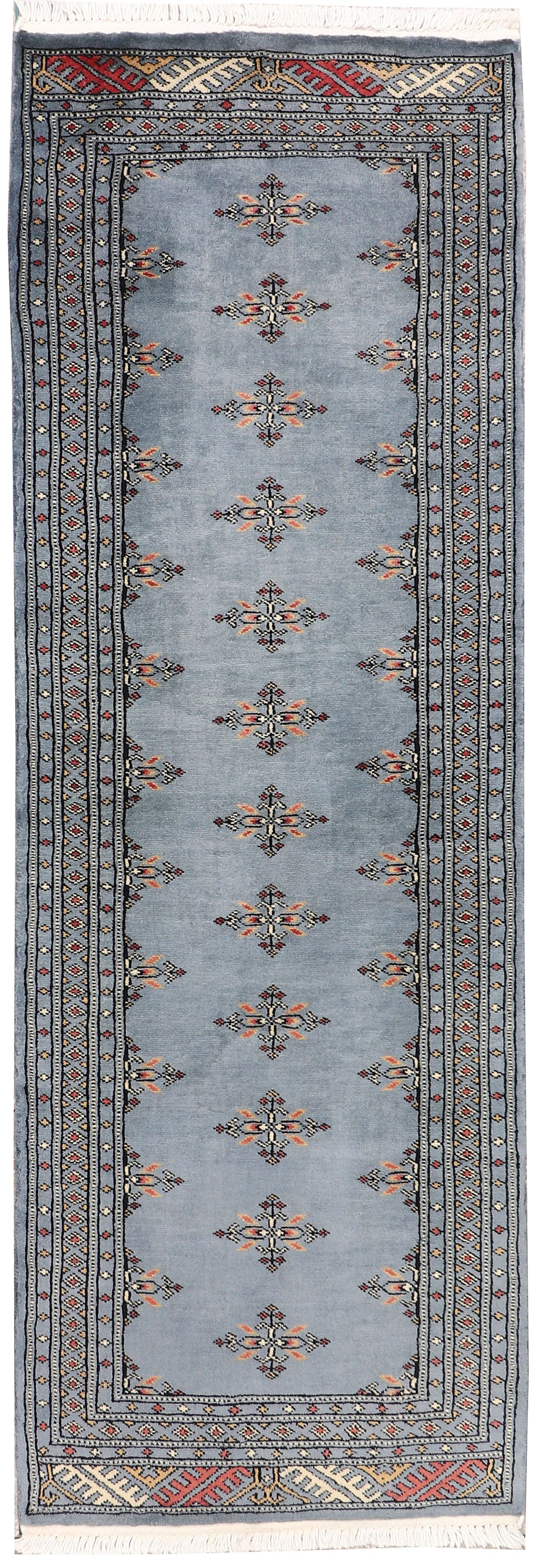 Light Slate Grey Afghan Oriental Rug 2' 1 x 6' 2 Hand-Knotted
