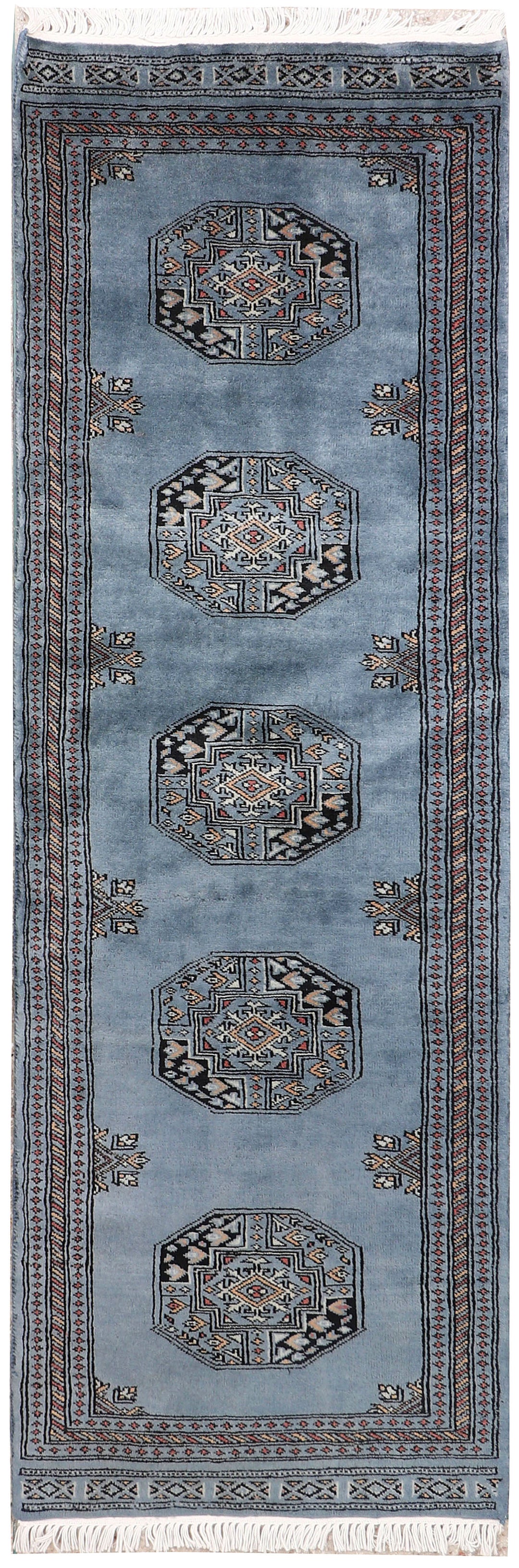Light Slate Grey Pakistani Oriental Rug 2' x 5' 10" Hand-Knotted