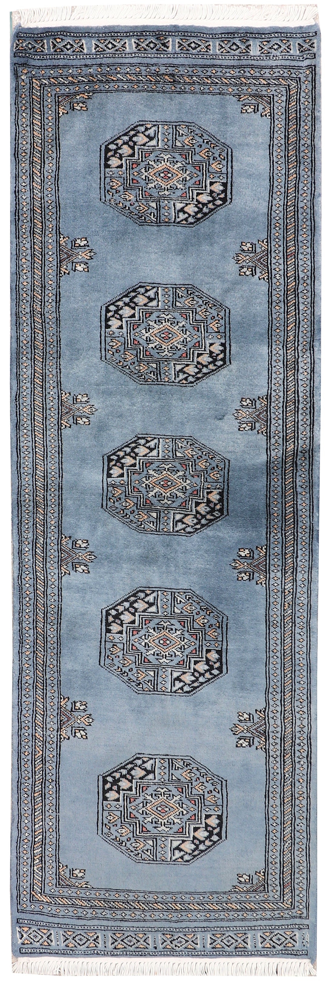 Light Slate Grey Pakistani Oriental Rug 2' 1 x 6' 2 Hand-Knotted