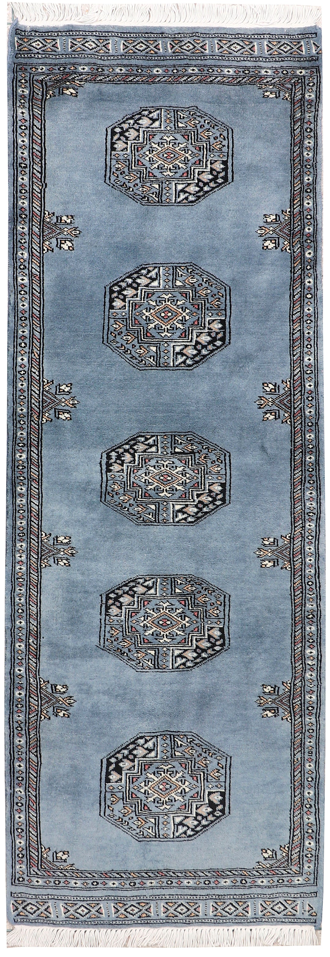 Slate Pakistani Oriental Rug 2' 1 x 6' Hand-Knotted