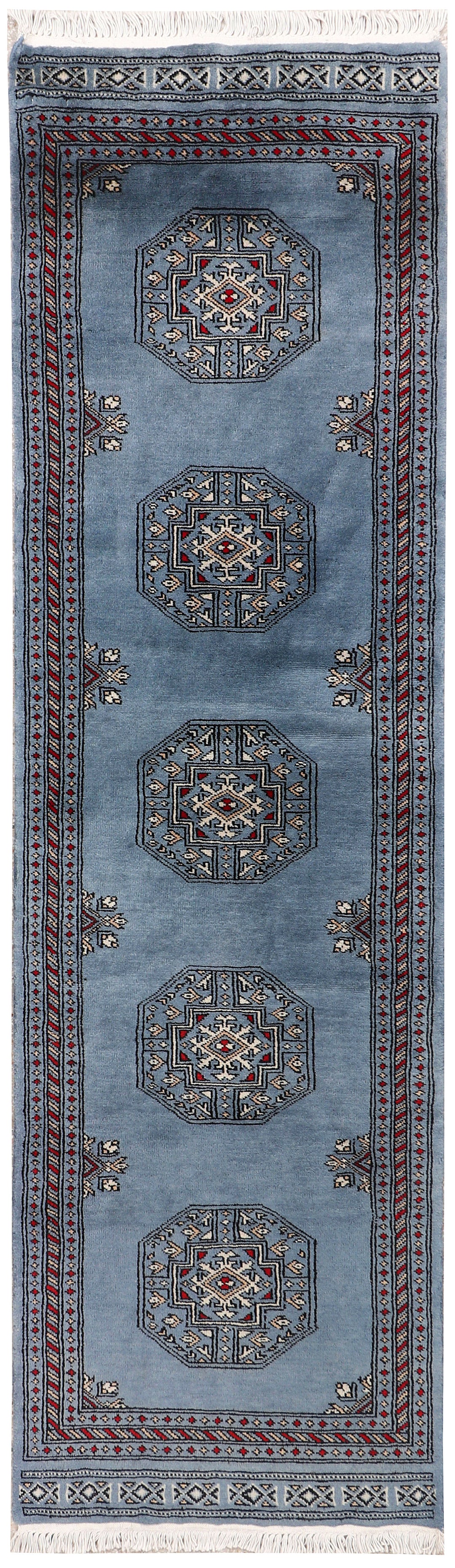 Slate Pakistani Oriental Rug 2' x 7'2" Hand-Knotted