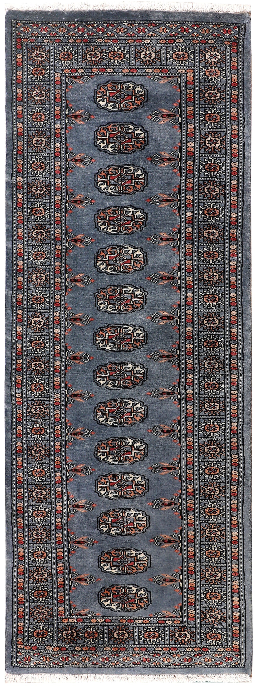 Slate Grey Pakistani Bokhara Rug 2' 2 x 5' 10 Hand-Knotted