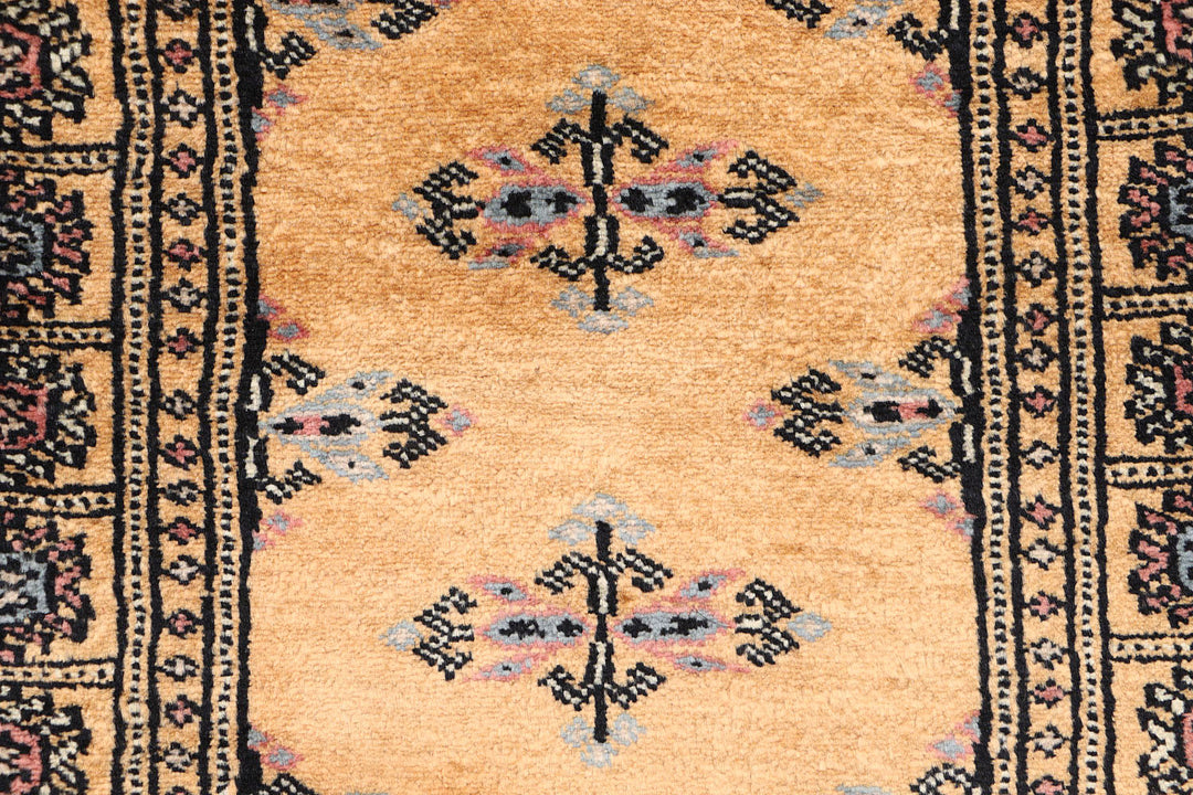 White Pakistani Butterfly Rug 2' 1" x 6' Hand-Knotted close-up